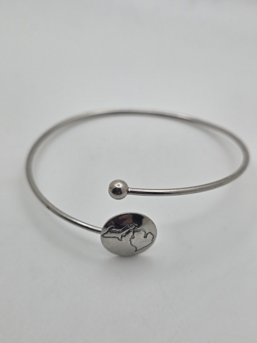 Sterling Silver Open Bangle Bracelet with Globe Disc